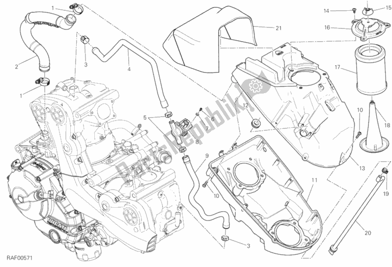 Todas las partes para Toma De Aire - Respiradero De Aceite de Ducati Monster 821 USA 2017
